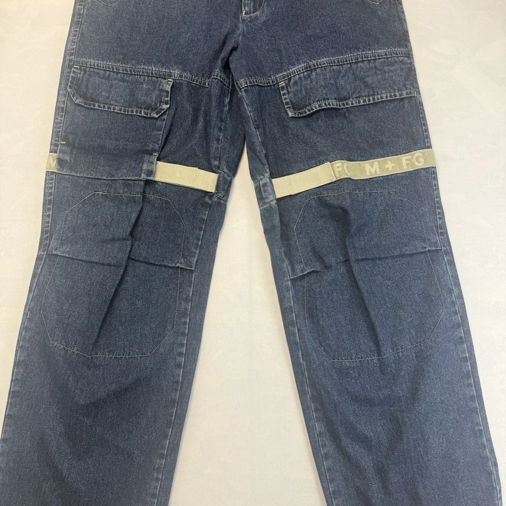Marithe Francois Girbaud Shuttle Cargo Jeans Mens 34x35 Y2K Reflective M+FG